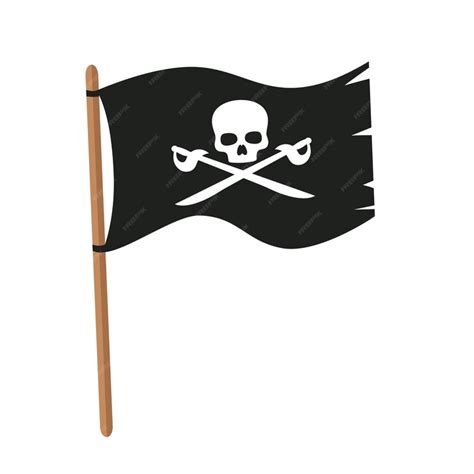 Premium Vector | Pirate flag with skull and crossbones in flat style ...