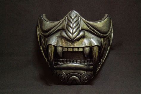 Half Face Graphite Demon Assassin Ronin Samurai Mask Cool Etsy