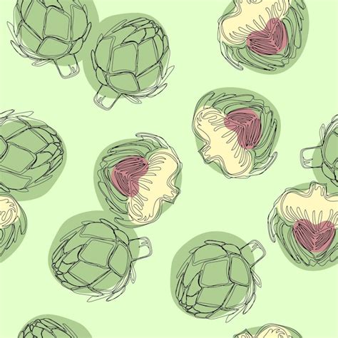 Premium Vector Artichoke Hand Drawn Seamless Pattern On White Background