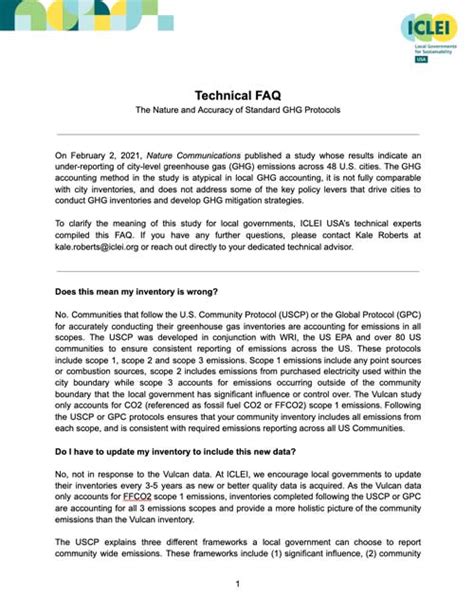 Technical Faq The Accuracy Of Standard Ghg Protocols Iclei Usa