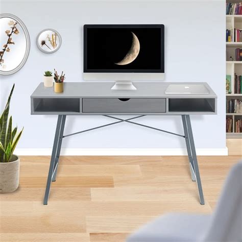 Wood Metal Desk with Drawers, Computer Desk, 47 In. Silver - Bed Bath ...