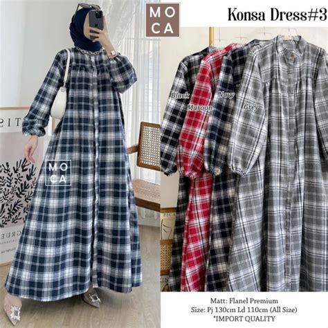 Jual Konsa Dress Gamis Jumbo Busui Premium Flanel Original Ori Moca