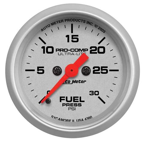 AutoMeter 2 1 16in Fuel Pressure Gauge 0 30 PSI Ultra Lite