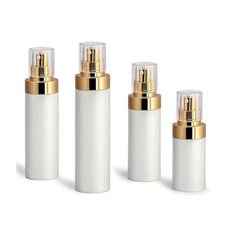 Wholesale Clear Airless Vacuum Pump Bottles With Gold Caps For Skin Firming Lotion Emulsion