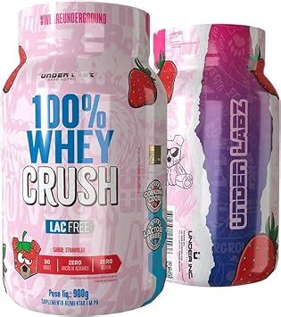 Whey Protein 100 Whey Crush Zero Lactose Sabor Morango Strawbear 900g