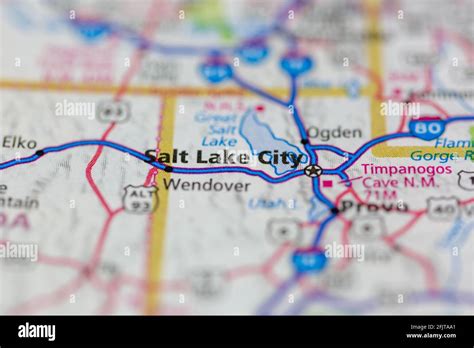 Salt Lake City Utah And Surrounding Areas Shown On A Road Map Or