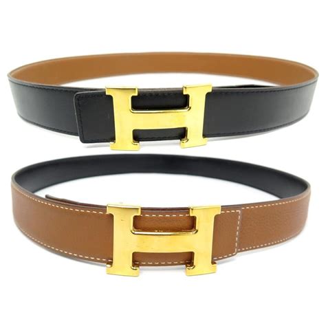 Hermès HERMES BELT BUCKLE H GOLD T85 REVERSIBLE BROWN BLACK TOGO