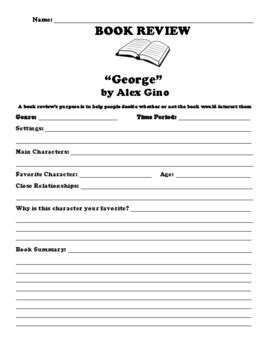 “George” by Alex Gino BOOK REVIEW by Northeast Education | TPT