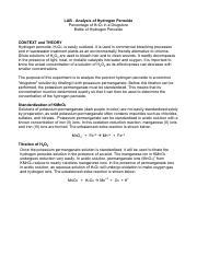 Ap Chem Lab Analysisofhydrogenperoxide Pdf Lab Analysis Of Hydrogen