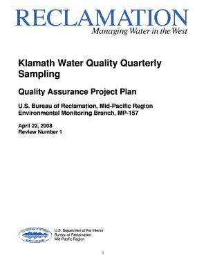 Fillable Online Klamath Water Quality Quarterly Fax Email Print Pdffiller