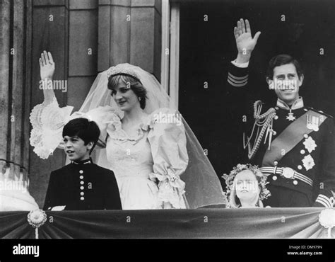 Wedding Of Prince Charles And Lady Diana Spencer Black And White Stock