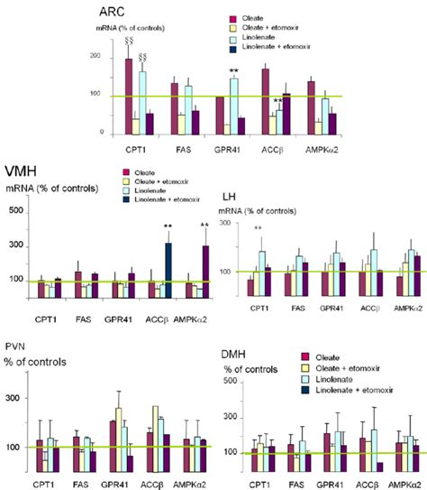 Mrna Expressionof Target Gene In Different Hypothalamic Areas In Oleate