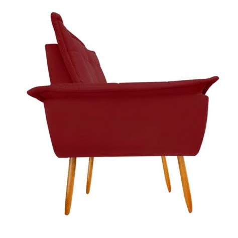 Namoradeira Decorativa Sof Opala Clean Suede Vermelho Par M Veis