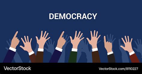 Democracy democration concept crowd people raise Vector Image