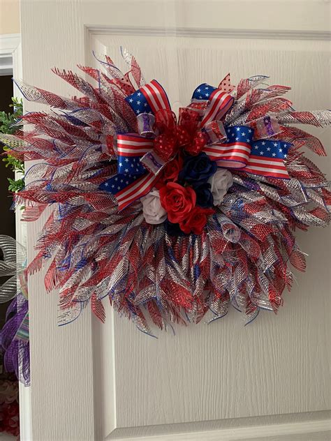 Patriotic Wing Wreath Patriotic Wreaths Memorial Day Wreath Etsy In