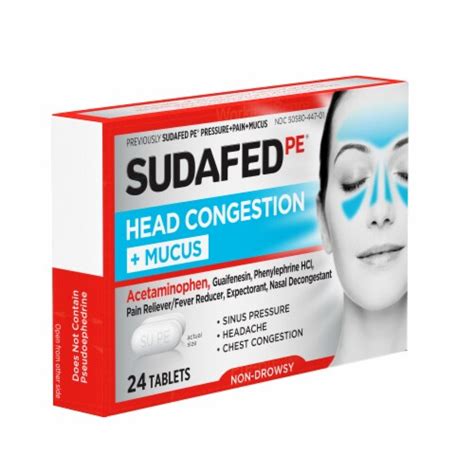 Sudafed PE Head Congestion Mucus Non Drowsy Relief Tablets 24 Ct