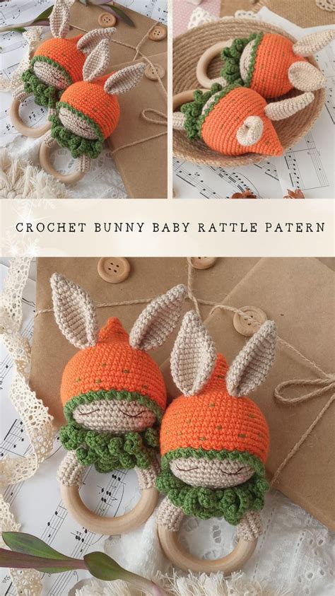 The Crochet Bunny Baby Rattle Pattern Is Shown