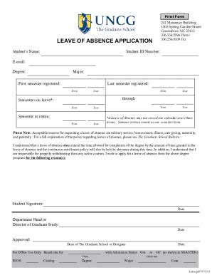 Fillable Online Hhs Uncg Leave Of Absence Application Fax Email Print