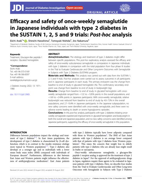 Pdf Efficacy And Safety Of Once Weekly Semaglutide In Japanese