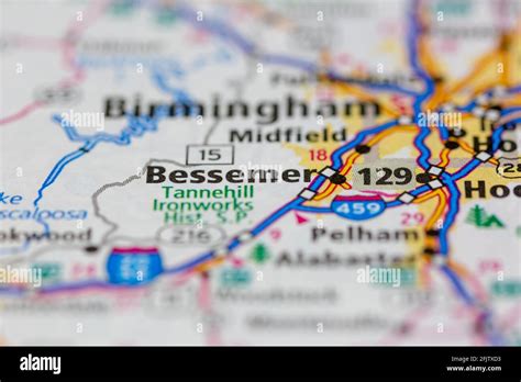 Bessemer Alabama USA shown on a road map or geography map Stock Photo ...