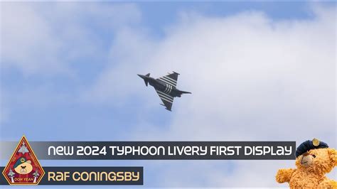 RAF PILOT DEMONSTRATES NEW SPECIAL TYPHOON MOGGY FIRST DISPLAY 80TH