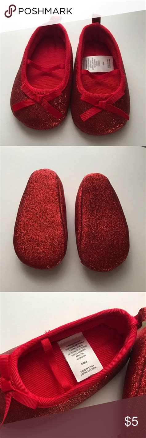 Baby Red Sparkly Slipper Shoes Glittery Slippers Slipper Shoes Shoes