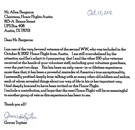 Thank You From Our Wwii Veterans Honor Flight Austin