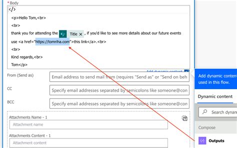 Use Dynamic Hyperlink In An Email Sent By Power Automate