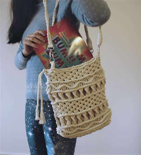 Macrame Bag Handmade Diy Boho Cotton Beautiful Macrame Bag Boho Diy