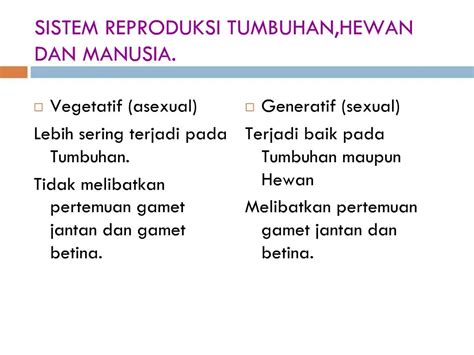 Ppt Sistem Reproduksi Tumbuhan Hewan Dan Manusia Powerpoint