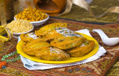 chandrakala sweet stock image image  india baked