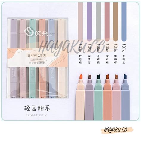 Morandi Macaron Colour Highlighter Pen 6 Colors 马卡龙色荧光笔 Lazada