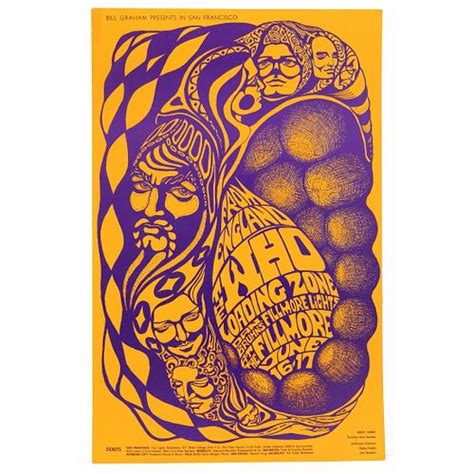 Bg 68 The Who Fillmore Auditorium Concert Poster With Jimi Hendrix