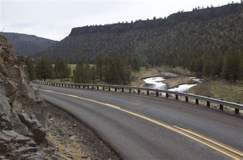 The Curving Crooked River Canyon Runs Alongside State Highway Near