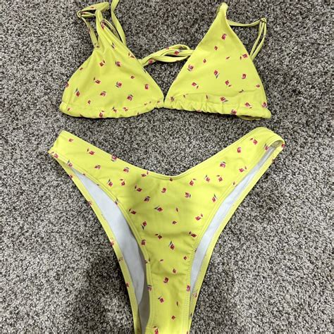 Yellow Floral Bikini Set Bikinilife Comes With Skirt Depop