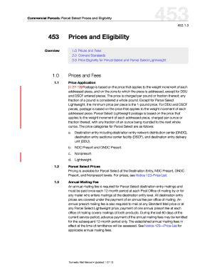 Fillable Online Pe Usps Dmm Parcel Select Prices And Eligibility