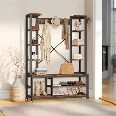 Dextrus In Entryway Hall Tree With Shoe Bench Garment Coat Rack