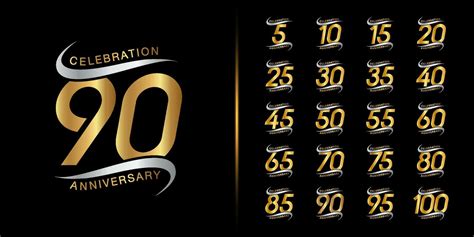 Set Of Premium Anniversary Logotype Golden Anniversary Celebration Emblem Design For Company