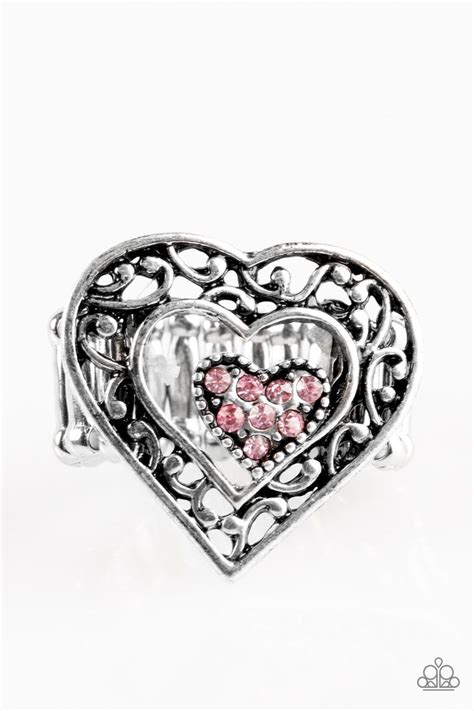 Paparazzi Find It In Your Heart Pink Heart Ring Pink Heart Rings