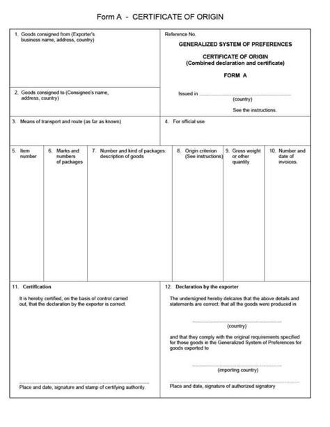 Printable Certificate Of Origin Templates Free Inside Nafta