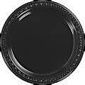 Huhtamaki Round Heavyweight Plastic Plates Diameter Black Pack Of