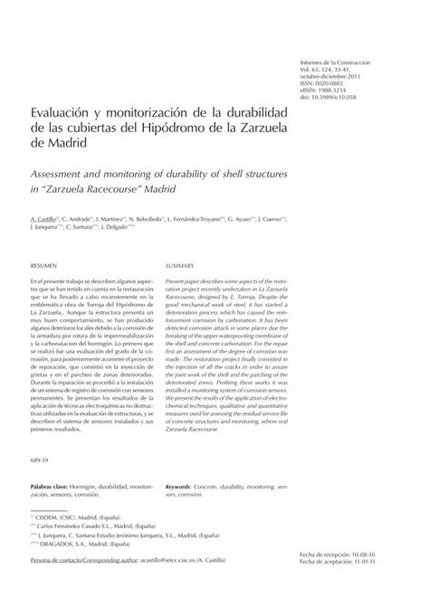 PDF Evaluación y monitorización de la durabilidad de las En