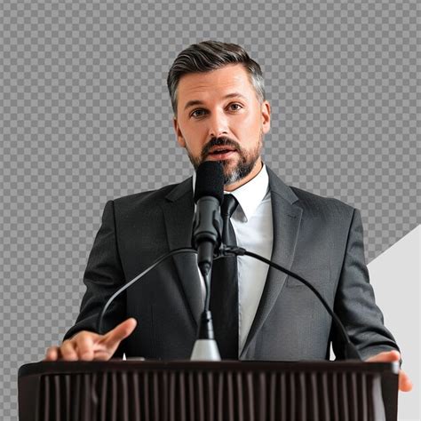 Homem De Neg Cios Em Microfone Png Isolado Em Fundo Transparente Psd