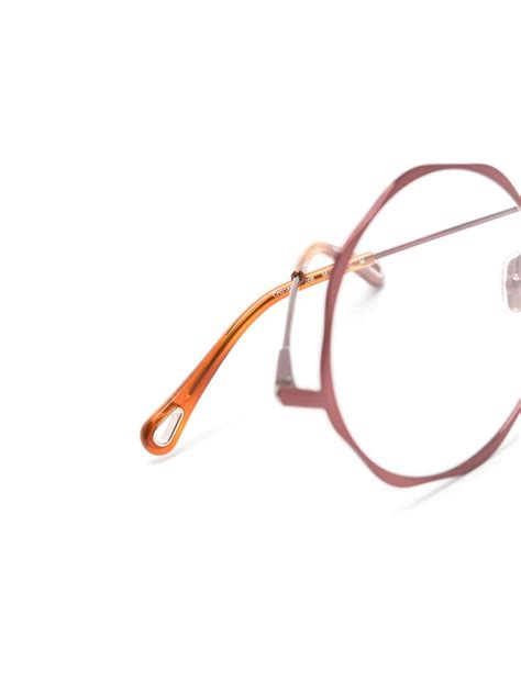 Chloé Eyewear Logo Engraved Round Frame Glasses Farfetch