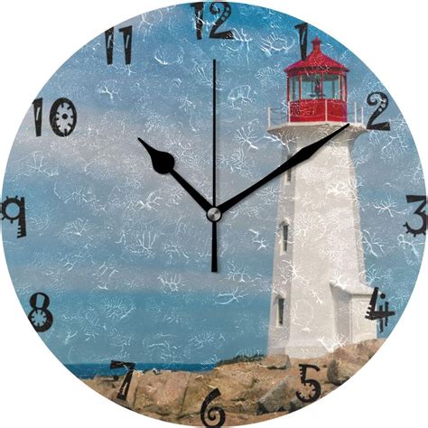 Gzhjmy Lighthouse Wall Clock Silent Non Ticking Inch Battery