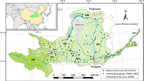 Location map of the Yellow River and sampling sites within the ...