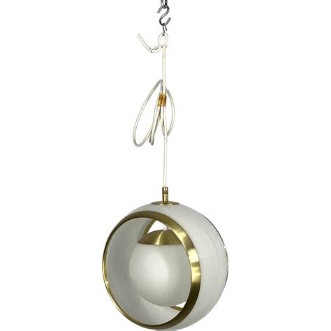 Suspension Vintage En Aluminium Dor Opaline Et Plexiglas Par Stilux