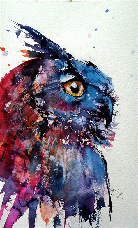 Colorful owl Painting by Kovacs Anna Brigitta | Saatchi Art