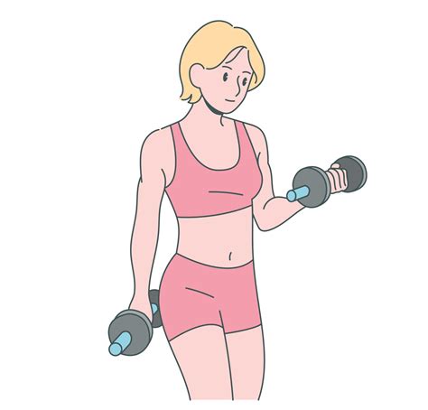 A Woman Is Exercising With A Dumbbell Hand Drawn Style Vector Design