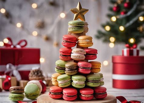 Christmas Tree Shaped Macarons Background Christmas Background Food